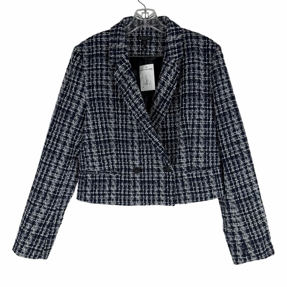 Rag & Bone Elvy Tweed Double Breasted Blazer Jacket Navy Size 12 - Picture 4 of 11